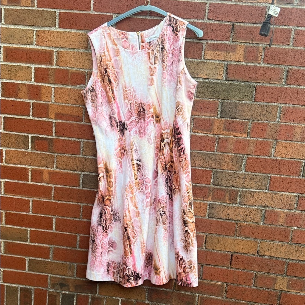 Calvin Klein Pink and Brown Midi Dress